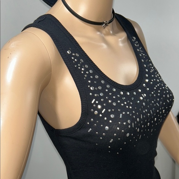 Rave Black Embellished Women's Tank Top - Picture 2 of 5